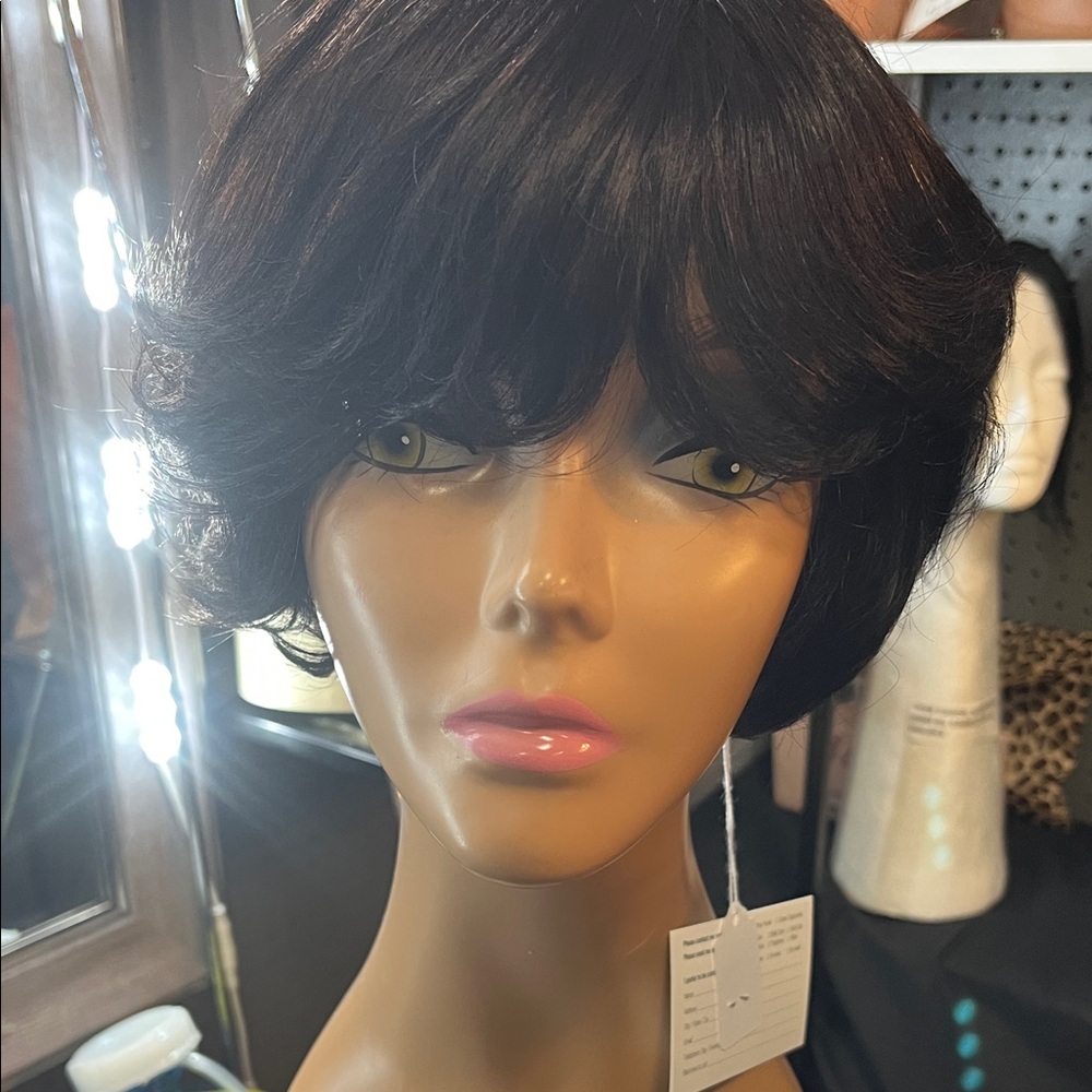 Elegant Black Short human Wig for Women